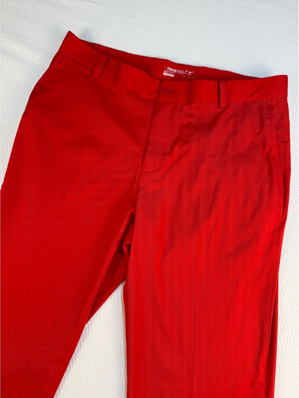Nike Golf Dri-FIT Pants Men 34x32 Red Flat Front Performance Golf Straight Leg